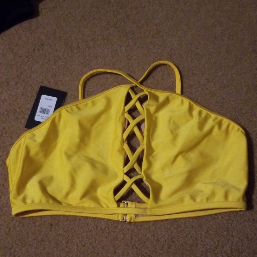 Bright yellow bikini swim top